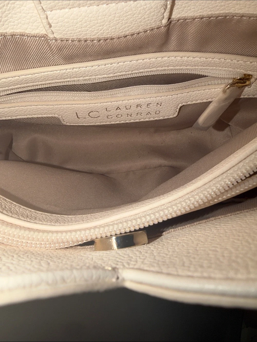 LC Lauren Conrad Cream Floral Tote with Removable Strap